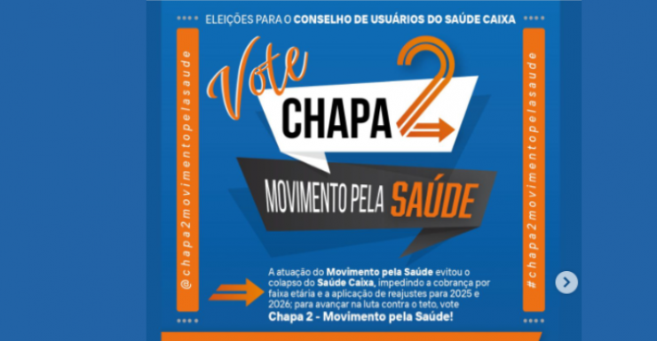 Imagem Vote na Chapa 2 para o Conselho de Usuários do Saúde Caixa