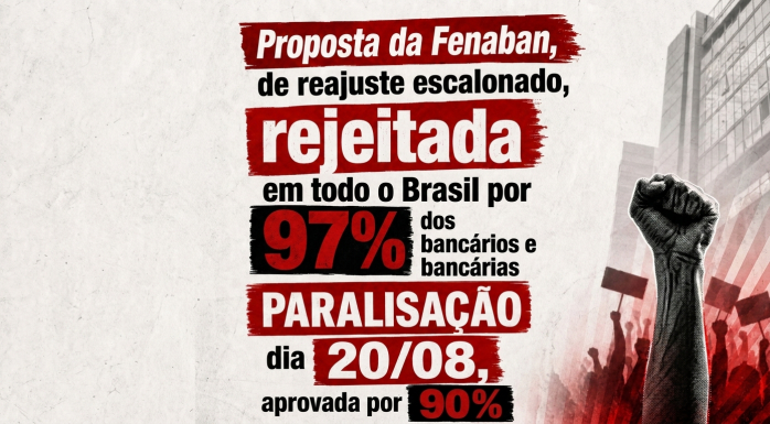 Imagem Proposta da Fenaban é rejeitada por 97% dos bancários e bancárias