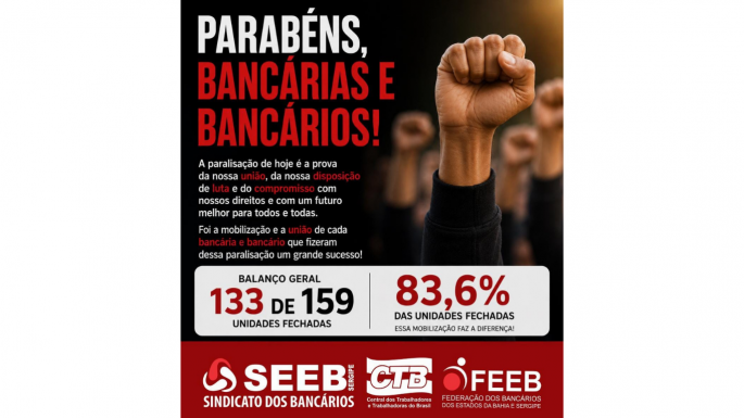 Imagem Boa noite, colegas! A paralisação de hoje, 20/08, é inédita e histórica para a categoria bancária!