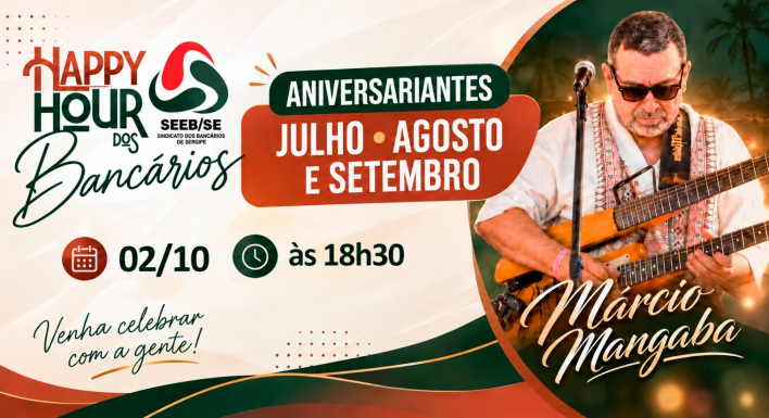 Imagem Inscrições abertas! Happy Hour dos Bancários será no dia 02 de outubro