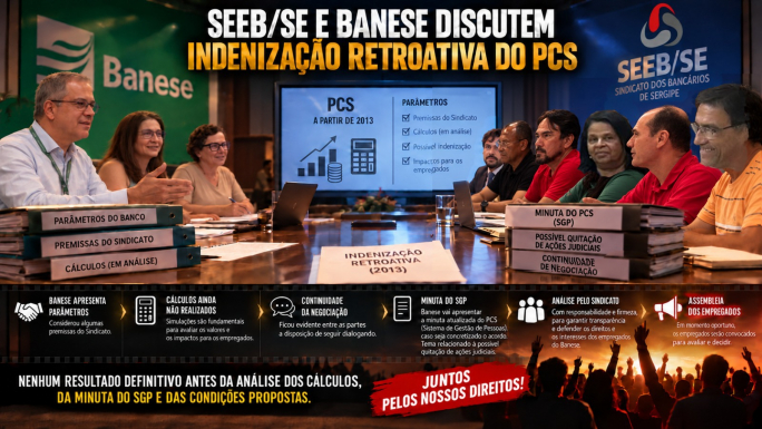 Imagem SEEB/SE e Banese discutem indenização retroativa do PCS